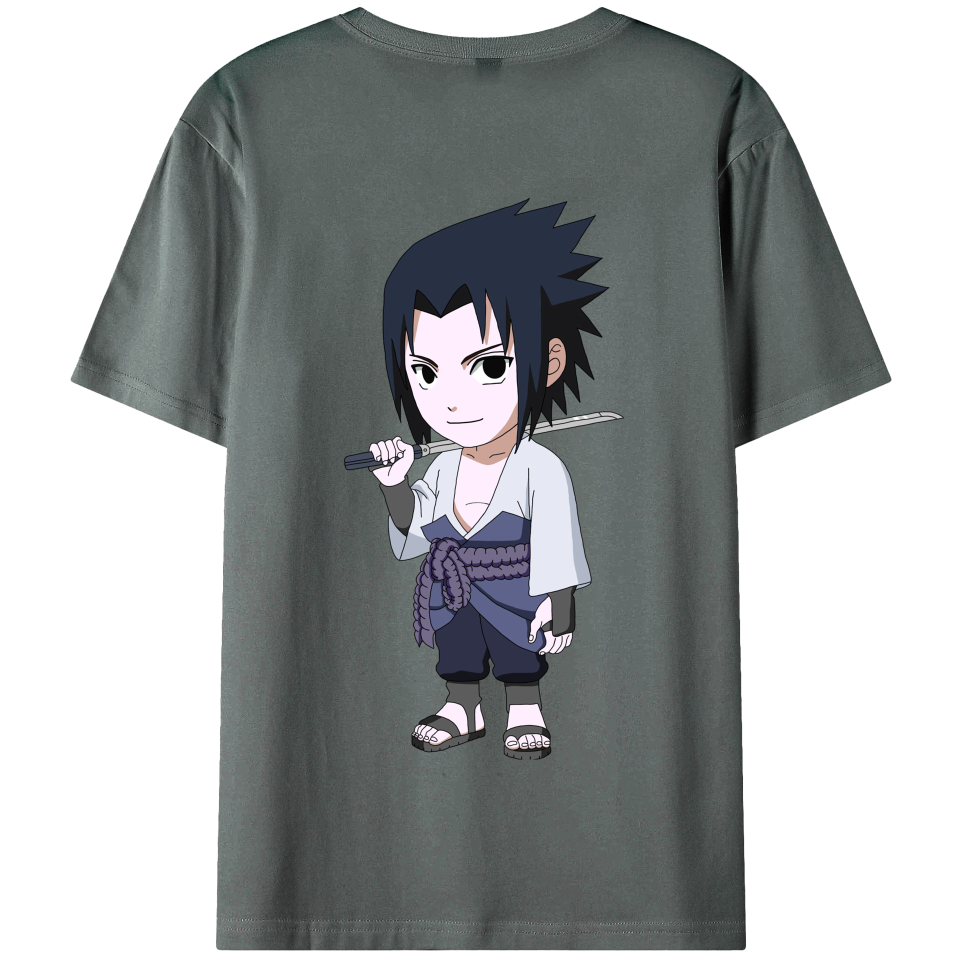 （画像用） NARUTO -ナルト- うちは サスケ Uchiha Sasuke 綿100％半袖Tシャツ（背面プリント）